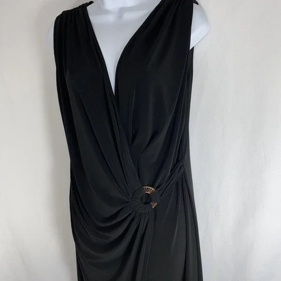 Jones Studio Faux Wrap Dress size 10 Side Ruching - Picture 3 of 9